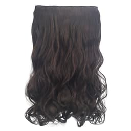 Clip-on langt bølget hår extensions 55 cm Mørkebrun