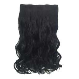 Clip-on langt bølget hår extensions 55 cm Sort