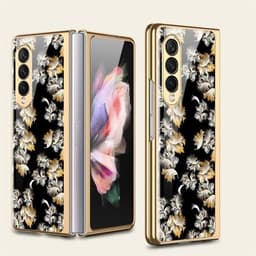 Blommönstrat skal med härdat glas för Samsung Galaxy Z Fold3 5G