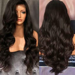 Lang krøllete bølgete parykk Brun 70 cm