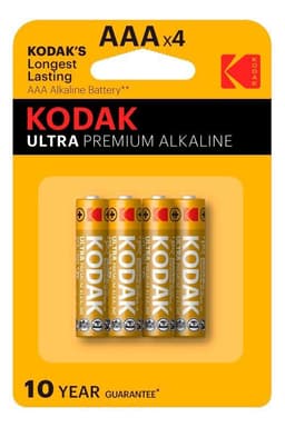 Kodak ULTRA premium alkalisk AAA-batteri (4-pakning)