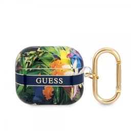 Guess AirPods 3 Deksel Flower Print & Gold Hook Blå