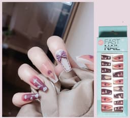 Press-On False Nails Gel Nails Ingen lim nødvendig 24-pak Flerfarget