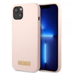 Guess iPhone 13 Deksel Silicone Metal Plate MagSafe Rosa