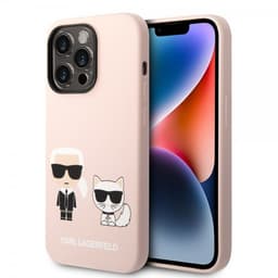 Karl Lagerfeld iPhone 14 Pro Max Deksel Liquid Silicone Karl & Choupette MagSafe Rosa
