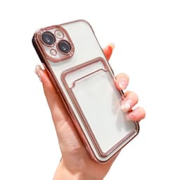 Telefonfodral med kortplats Mjukt TPU stötsäkert fodral Rose gull iphone 12PRO