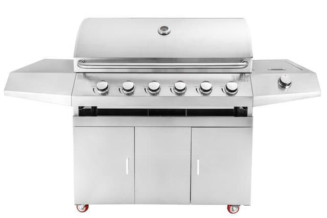 Frittstående gassgrill med 6 brennere og sidebrenner
