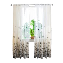 Långa semi-transparenta gardiner semi draperier för sovrum vardagsrum 2-delat Grå 1 x 2 m
