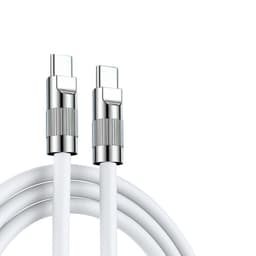 120W silikon med dobbel ende Type-C-port Dataoverføring Rask ladekabel Hvit 2 m