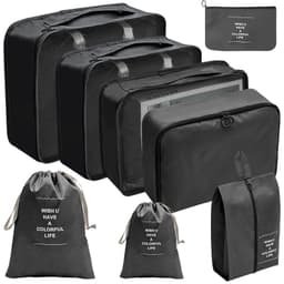 Organiseringsset för Resväskor Resbagagearrangörer vattentät 8-pack Sort