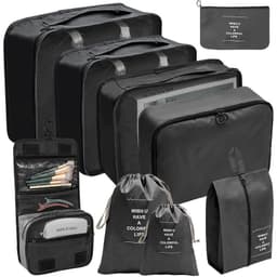 Organiseringsset för Resväskor Resbagagearrangörer vattentät 9-pack Sort