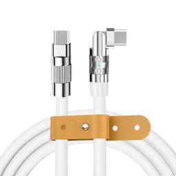 120W flytende silikon 90° roterende hurtigladekabel med Type-C-port Hvit 2 m