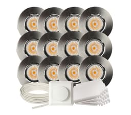Komplett Altea Tilt LED Downlightpakke Børstet Stål 12 pk