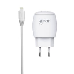 GEAR Lader 220V 1xUSB 1A Hvit MicroUSB Kabel Rund 1m