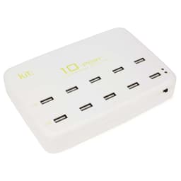 KIT Lader 220V 10xUSB 12A Hvit Bordlader