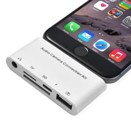 iPhone Adapter USB HUB + USB Type-C + 3,5mm hodetelefoner + Kortleser