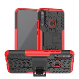 Beskyttelsedeksel med stativ & dekkmønster Huawei Y7P, Svart+Rød