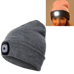 Varm Vinterlue med 4 LED lykt - Grå