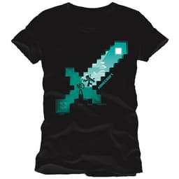 T-skjorte barn Minecraft - Diamond Sword sort (XXL)