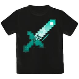 T-skjorte barn Minecraft - Diamond Sword sort (5-6 år)