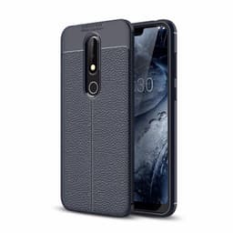 Lærmønstret silikondeksel Nokia 6.1 Plus (TA-1083)  - Blå