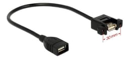 DeLOCK USB 2.0 kabel for panelmont., 2xUSB type A Ho, 0,25m, svart