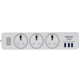 Grenuttak med USB-lader 3 stikkontakter 3 USB-porter Hvit