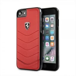Ferrari iPhone 8/7 Deksel Røda SStoffn Ekte Skinn Rød och Svart