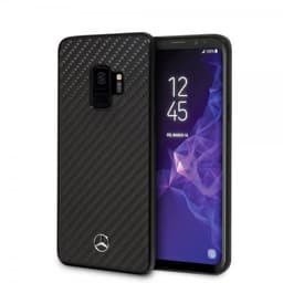 Mercedes Benz Samsung Galaxy S9 Deksel HardPlast Logo Karbonfibertekstur Svart