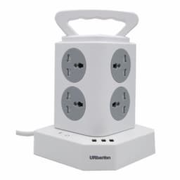 Smart grenuttak med USB-lader 8 veggkontakter 3 USB-porter Hvit