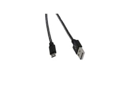 Ekstra lang ladekabel i nylon, USB til Micro USB 3m - Svart / hvit