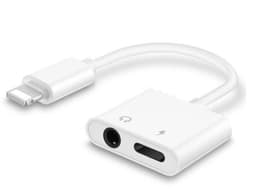 Lyd og strøm adapter 3.5 mm til iPhone - Hvit