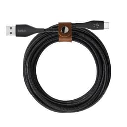 DuraTek Plus USB-C til USB-A-kabel med stropp, 1M, svart