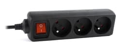 EnerGenie EG-PSU3F-01 UPS-strømskinne, 3 FR-kontakter, 10 A, C14-støpsel, 0,6 m kabel, svart EnerGenie 0,6 m