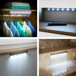 6 LED lys - lyslist med bevegelsesdetektor - grå