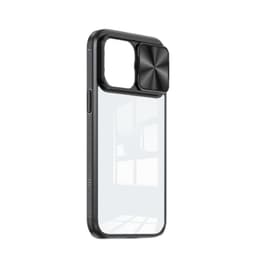 Anti-fall iPhone-deksel med skyvevindu for kamerabeskyttelse Sort iPhone 15 Plus