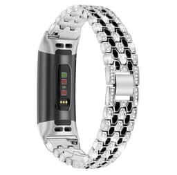 Klokkearmbånd som er kompatibelt med Fitbit Charge 3/4 Alloy / Rhinestone Silver / Black