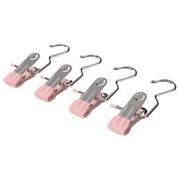 10 stykker rustfritt stål krokklemmer, kles tørkeklemmer Rosa