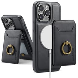 K1 Magnetic Trådløs Lading Telefonveske til iPhone 16 Plus - Svart