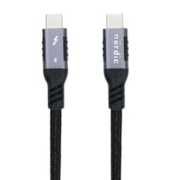 NÖRDIC 2m Thunderbolt 4 USB-C kabel 40Gbps 100W lader 8K video kompatibel med USB 4 og Thunderbolt 3
