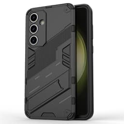 Til Samsung Galaxy S24 FE Kickstand Hybrid Hard PC Soft TPU Telefonveske - Svart