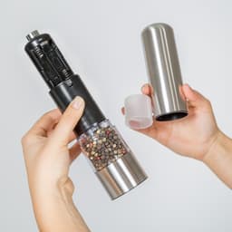 4 elektriske salt og pepperkvern av rustfritt stål med lampe - sølv