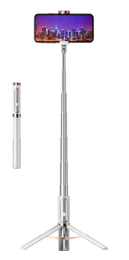 Selfiestang / Tripod Aluminium - uttrekkbar og med fjernkontroll - sølv