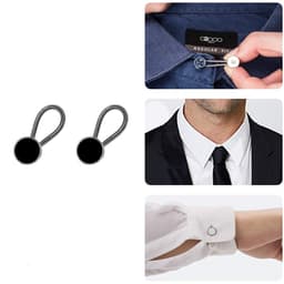 2-pakningsknapp midjeforlenger for jeans – ingen sy bukserforlengerknapp Sort 15 mm