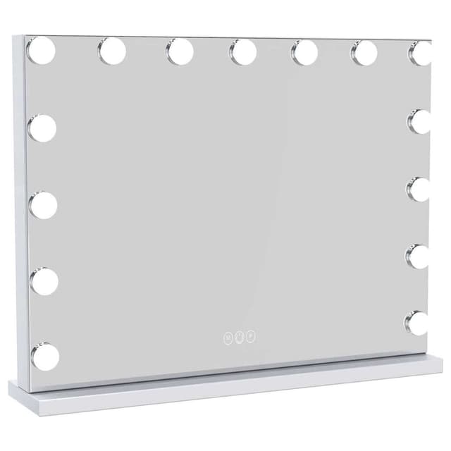 UNIQ XL Hollywood Vanity Sminkespeil med 15 LED-pærer og touch-funksjon - Hvit