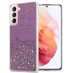 Samsung Galaxy S21 5G Silikondeksel Glitter (lilla)