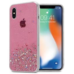 iPhone X / XS Silikondeksel Glitter (rosa)