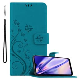 Samsung Galaxy A21 lommebokdeksel Blomster (blå)