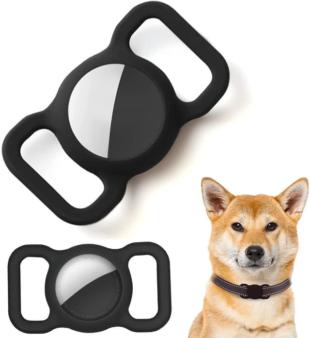 Apple AirTag deksel til hundekjede i sort silikon 2-pakning