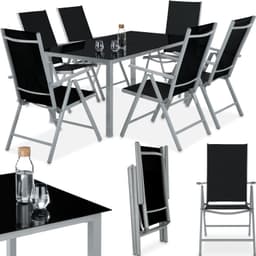 Aluminium hagebord med 6 stoler - Hagemøbler - sølv